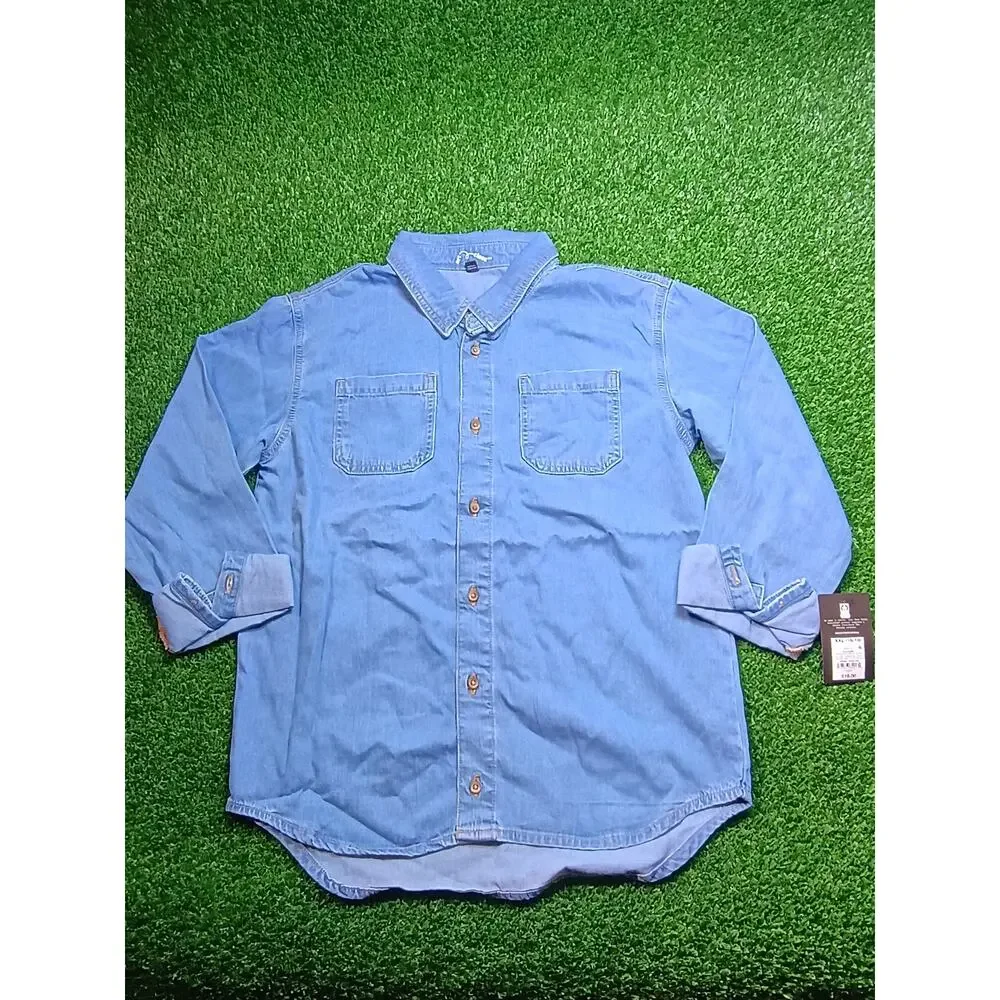Art Class Kids' Light Blue Denim Button-Up Shirt NWT XXL